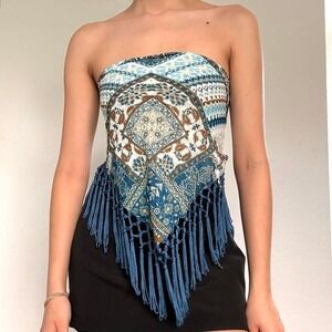 Boho Fringe Strapless Top
